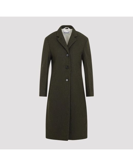 Jil Sander Black Thyme Slim Straight Knee-Lenght Coat