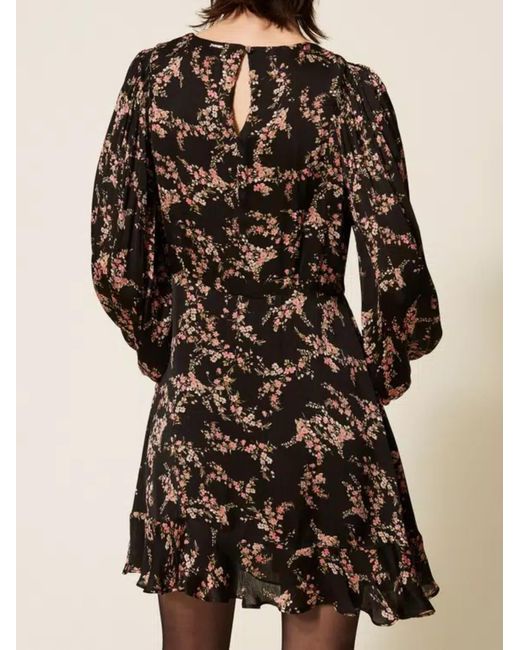 Twinset Black Viscose Abito Midi Dress