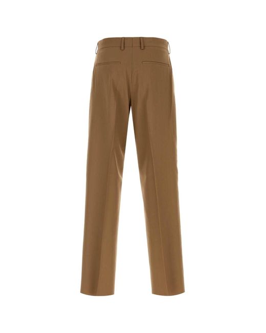 Fendi Natural Rust Wool Cigarette Trousers for men
