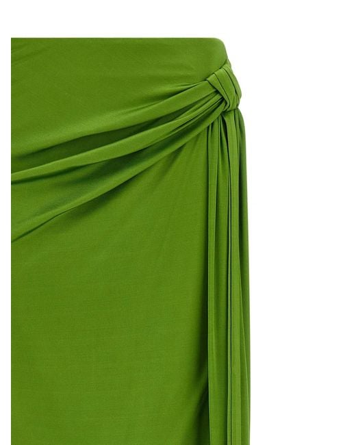 Elisabetta Franchi Green Shiny Viscose Skirt