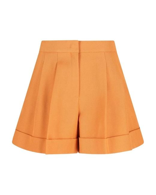 Fendi Orange Wool Shorts
