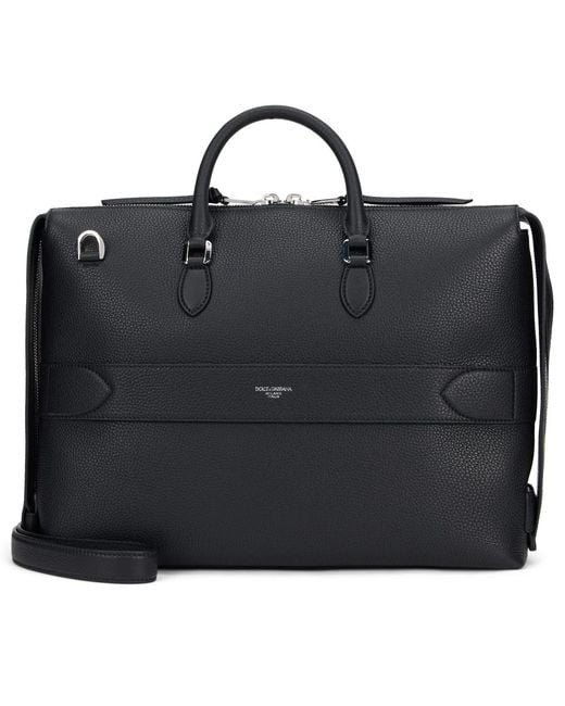 Dolce & Gabbana Black Dolce & Gabbana Pebbled-Leather Briefcase for men