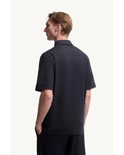 Moncler Blue Logo-Patch Polo Shirt for men