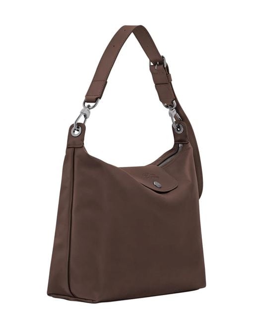 Longchamp Brown Medium Nylon Shoulder Bag 31.5 Cm X 25 Cm X 11 Cm