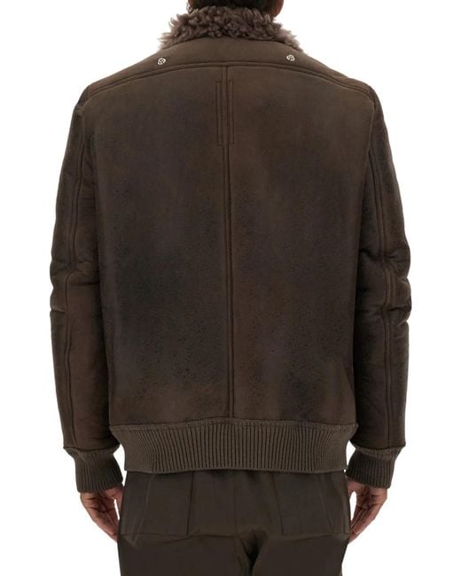 Rick Owens Brown Leather Bomber Jacket for men