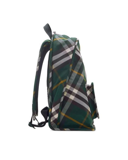 Burberry Green Shield Check Nylon Backpack for men