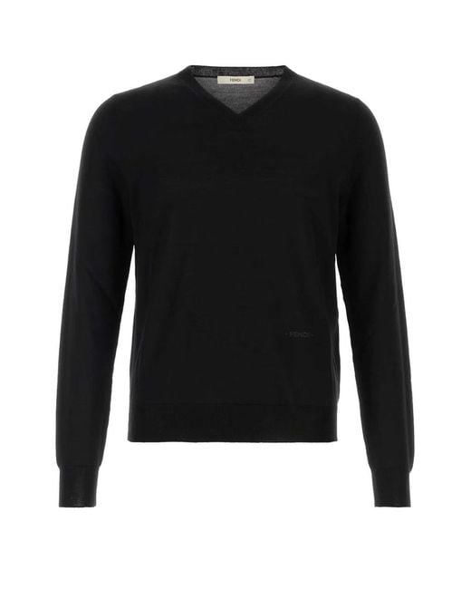 Fendi Black Pullover Basic Fine Merino for men