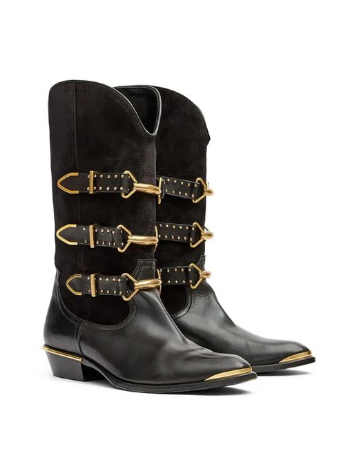 Isabel Marant Black Mexia Boots With Buckle Closure