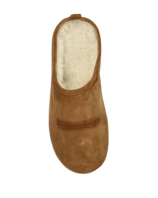 Balenciaga Brown Alaska Suede Leather Slippers for men