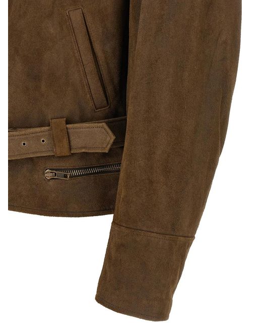 MM6 by Maison Margiela Brown Biker Jacket for men