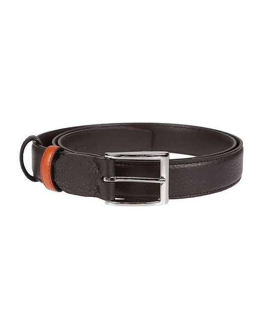 Hogan Brown Grained Texture Leather Belt for men