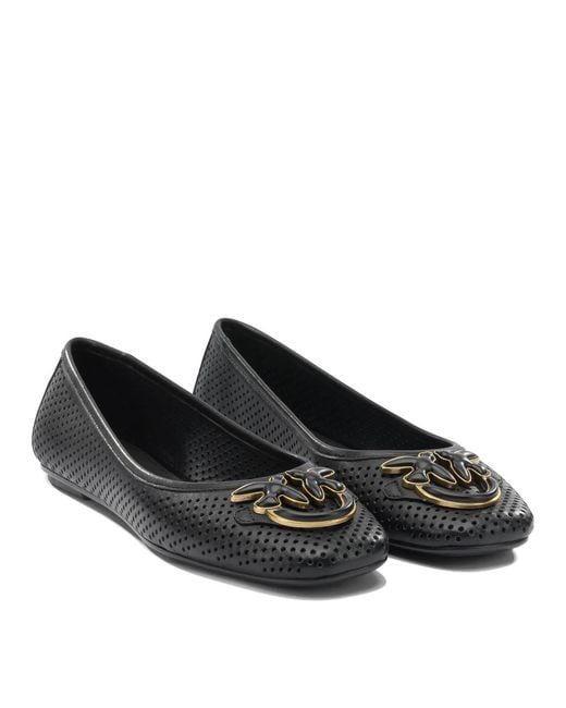 Pinko Black Leather Ballerinas