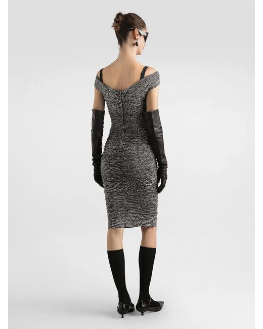 Dolce & Gabbana Gray Dolce & Gabbana Diagonal Print Dress