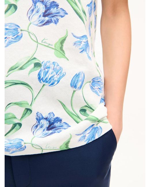 KENZO Blue Tulip' Cotton T-Shirt for men