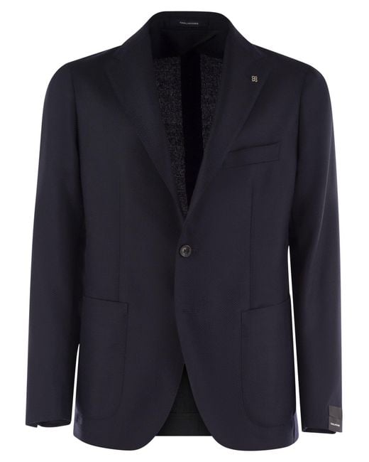 Tagliatore Blue Virgin Wool Jacket for men