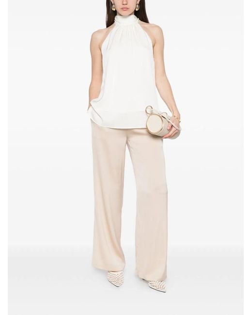 Silk95five White Amalfi Silk Trousers
