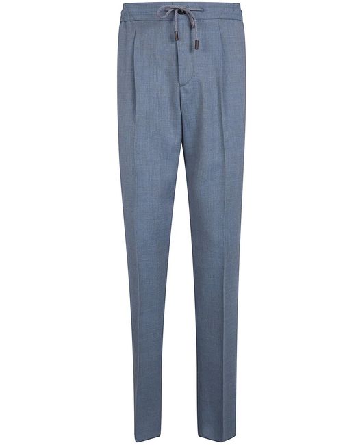 Incotex Blue Elastic Coulisse Waist Chino Trousers for men