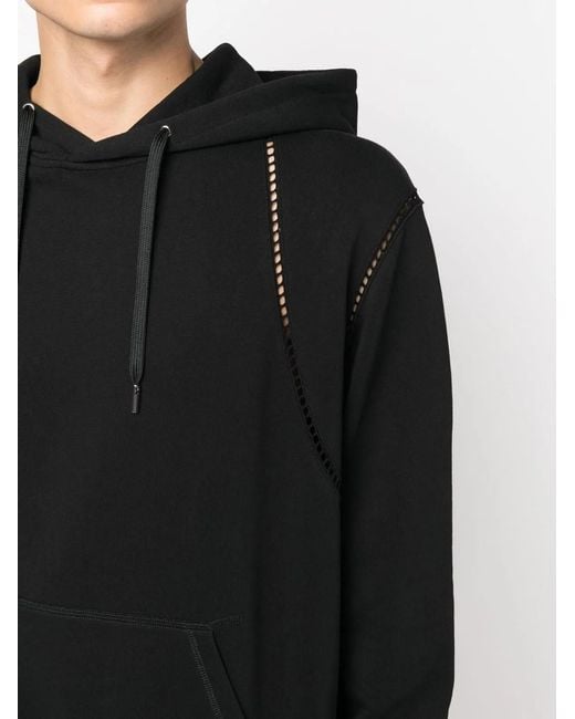 McQueen Black Crochet Hrnss Hoodie Organic L for men