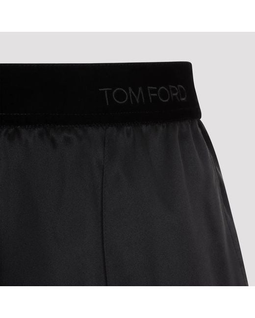 Tom Ford Blue Silk Satin Pajama Pants With Stretch