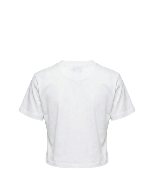 Miu Miu White Crew-Neck Logo-Patch T-Shirt