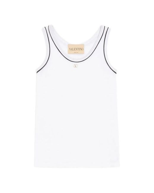 Valentino White Logo Cotton Tank Top