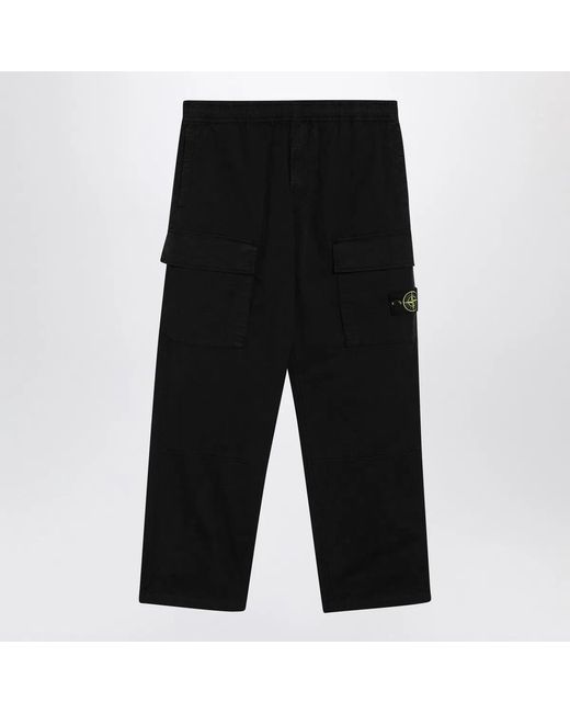 Stone Island Black Cotton-Blend Cargo Trousers for men