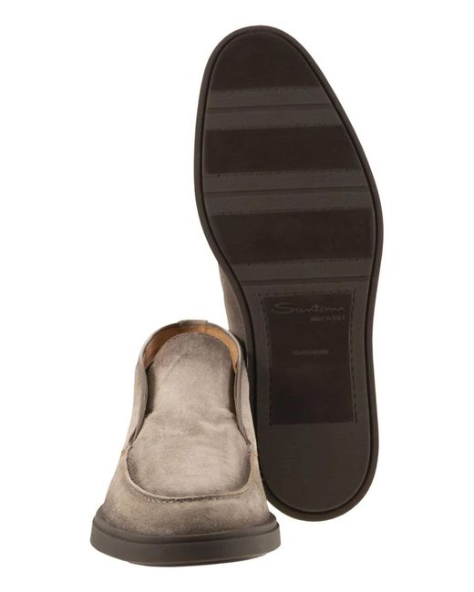 Santoni Brown Suede Leather Desert Boot for men