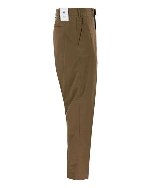 PT Torino Green Stretch Cotton Tailored Trousers for men