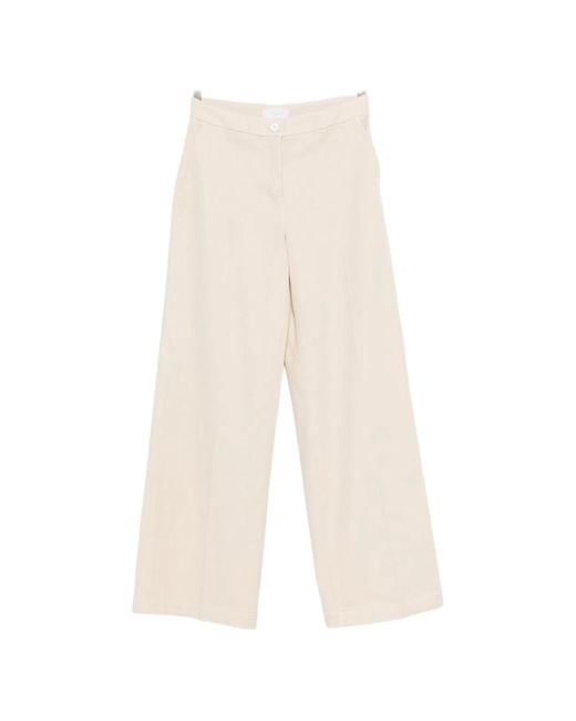 Via Masini 80 White Cotton Wide-Leg Trousers