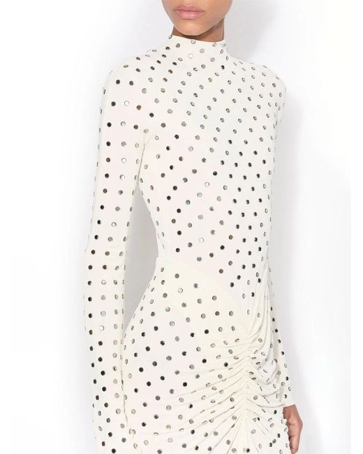 Alaïa White Alaia Draped Fluid Strass Jersey Dress