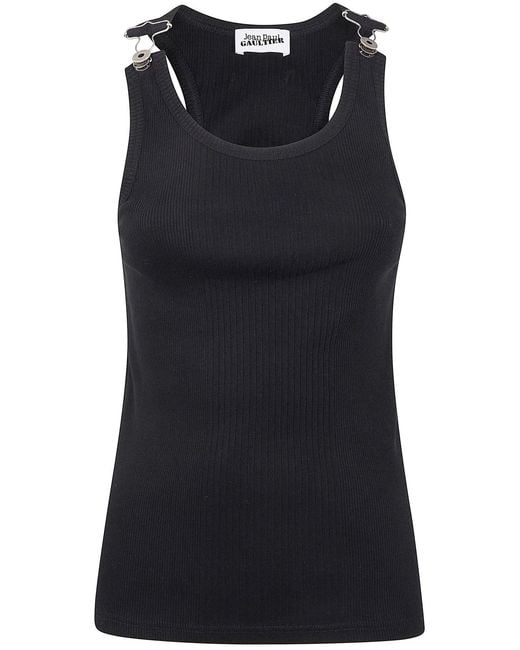 Jean Paul Gaultier Black Tank Top With Overall Engraved