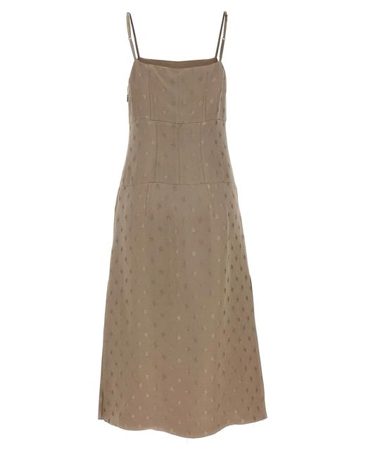 Fendi Natural Satin Midi Dress