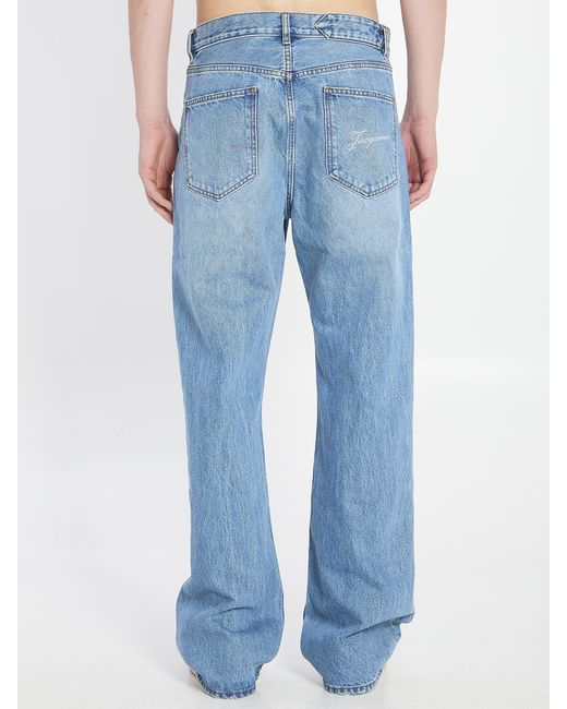 Jacquemus Women's Blue Denim Pants De-Nimes Droit