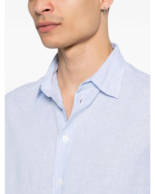 Emporio Armani Blue Linen Cotton Shirt for men