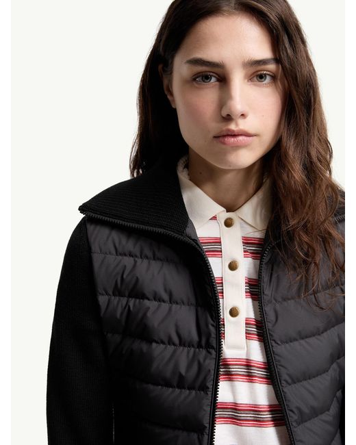 Moncler Black Padded Zip-Up Wool Cardigan