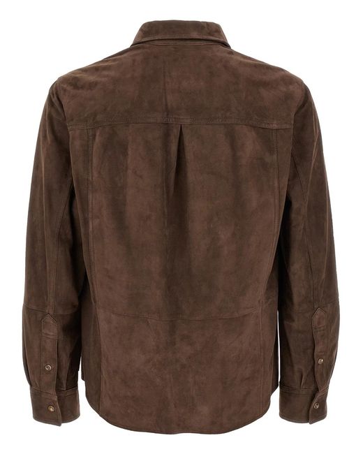 Brunello Cucinelli Brown Lamb Leather Blouse for men