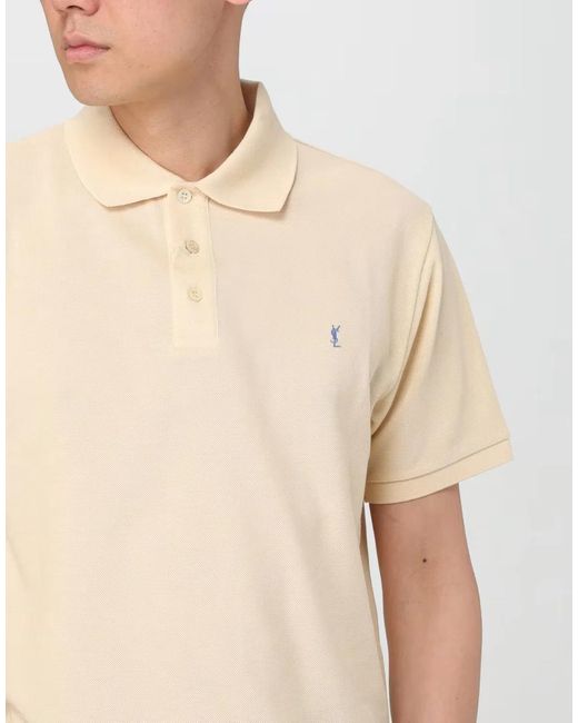 Saint Laurent Natural Cassandre Ysl Logo Polo Shirt for men