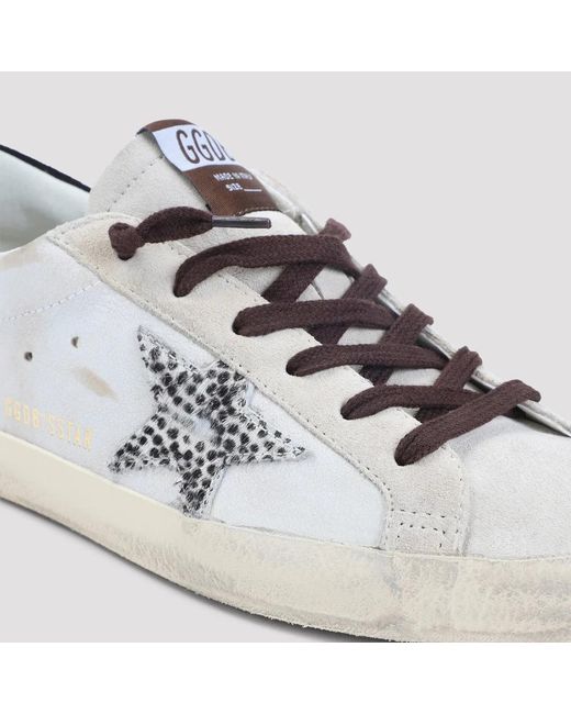 Golden Goose Deluxe Brand White Super-Star Sneakers With Animal Print