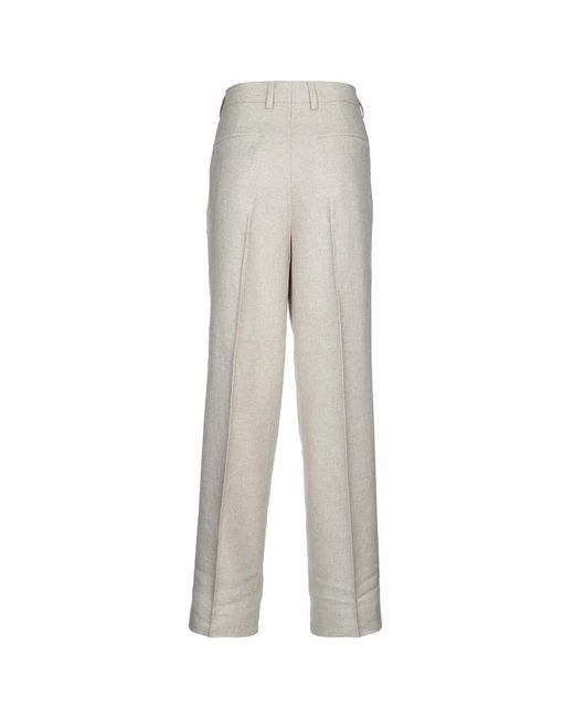 Totême White Double-Pleat Straight Trousers