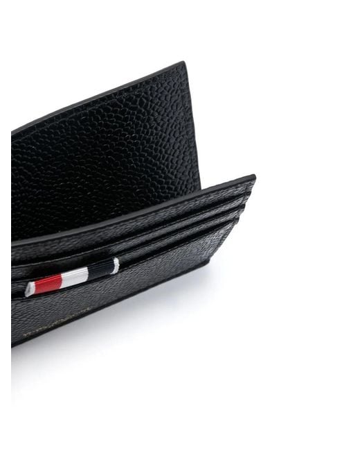 Thom Browne Black Leather Credit Card Case for men