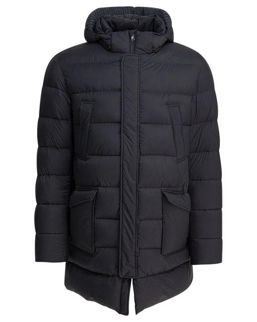 Herno Blue Hooded Puffer Jacket for men