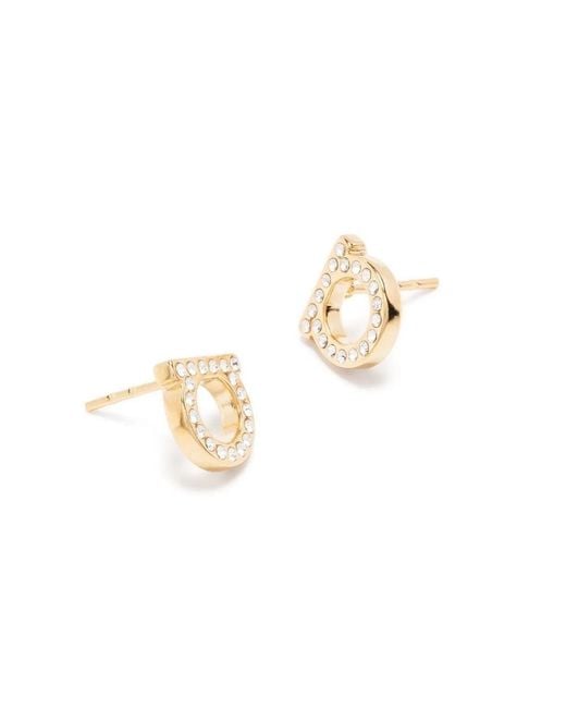 Ferragamo Metallic Gancini Crystal Earrings