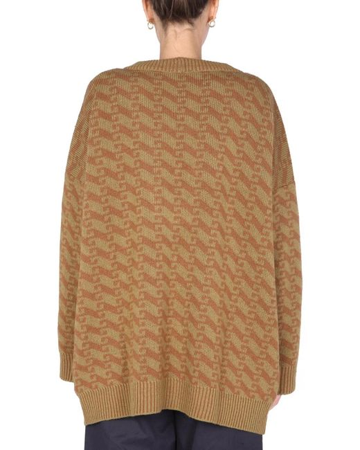 Jejia Natural V-Neck Jacquard Sweater