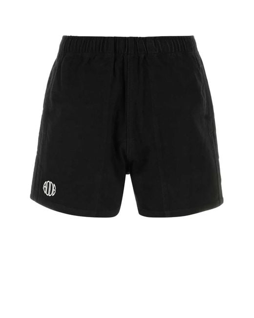 Bode Black Cotton Bermuda Shorts for men