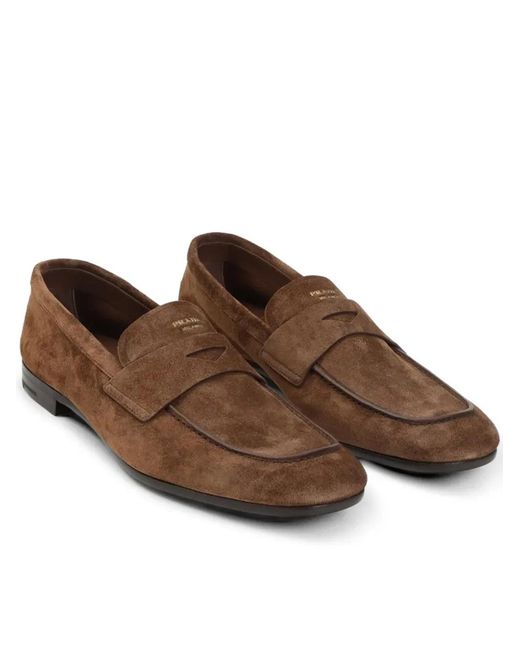 Prada Brown Goat Leather Loafers for men