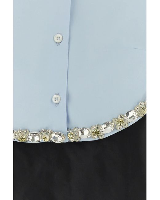 Prada White Embroidered Taffeta Mini Dress