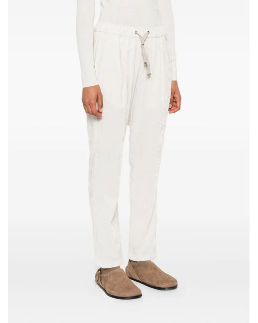 Herno Women's White Metallised Pantalone