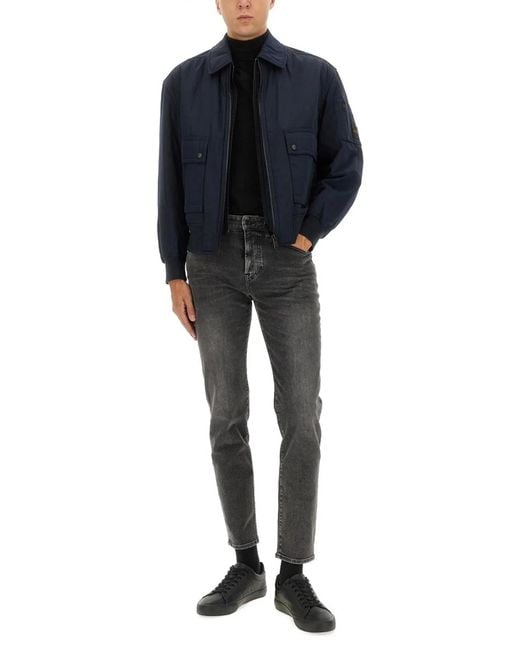 Boss Blue Bomber Jacket With Removable Lining for men