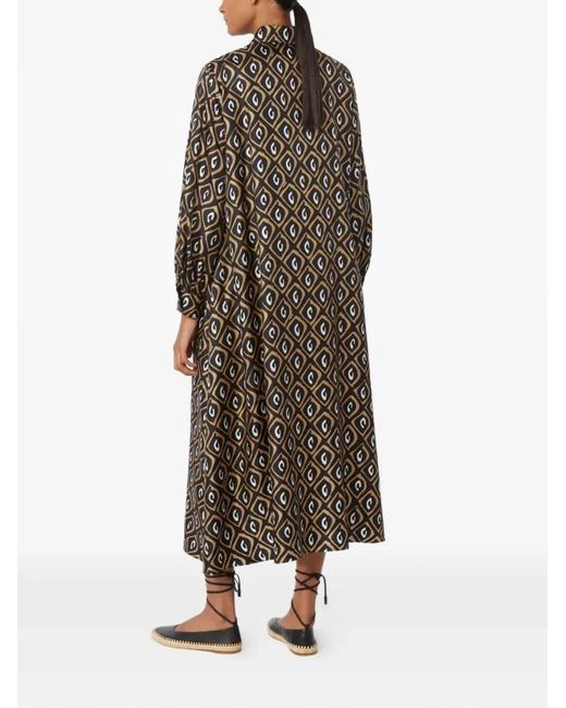 Max Mara Black Geometric Pattern Dress