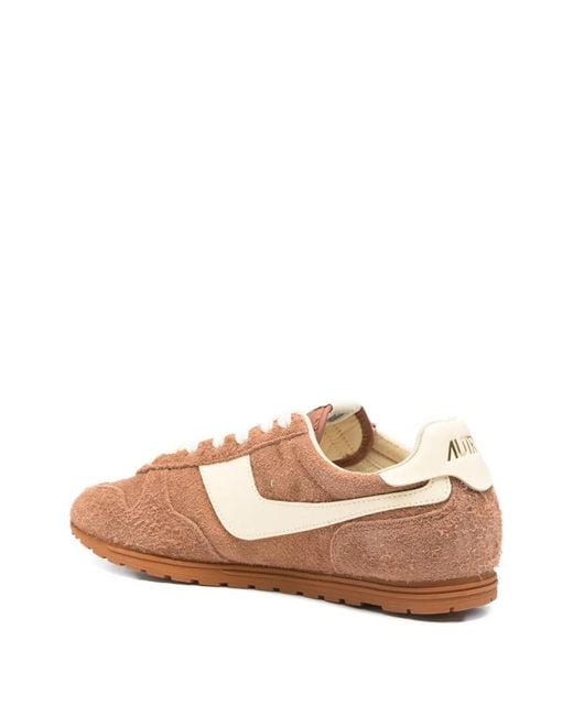 Autry Pink Leather Logo Patch Flat Shoes for men
